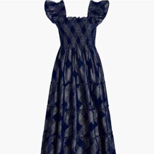Hill House Home Ellie Nap Dress in Navy Glitter Check Size Medium